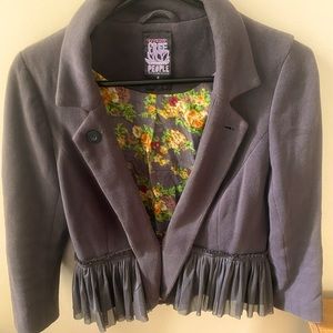 Free People Crop Ruffled Blazer